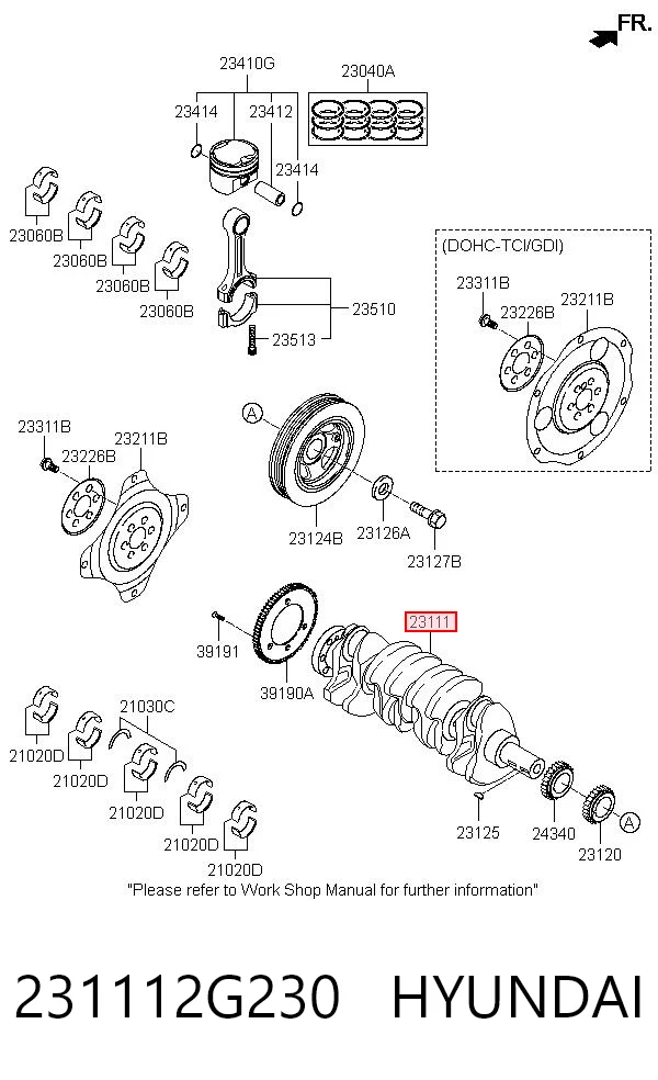 231112G230 Hyundai/Kia Cambota de motor