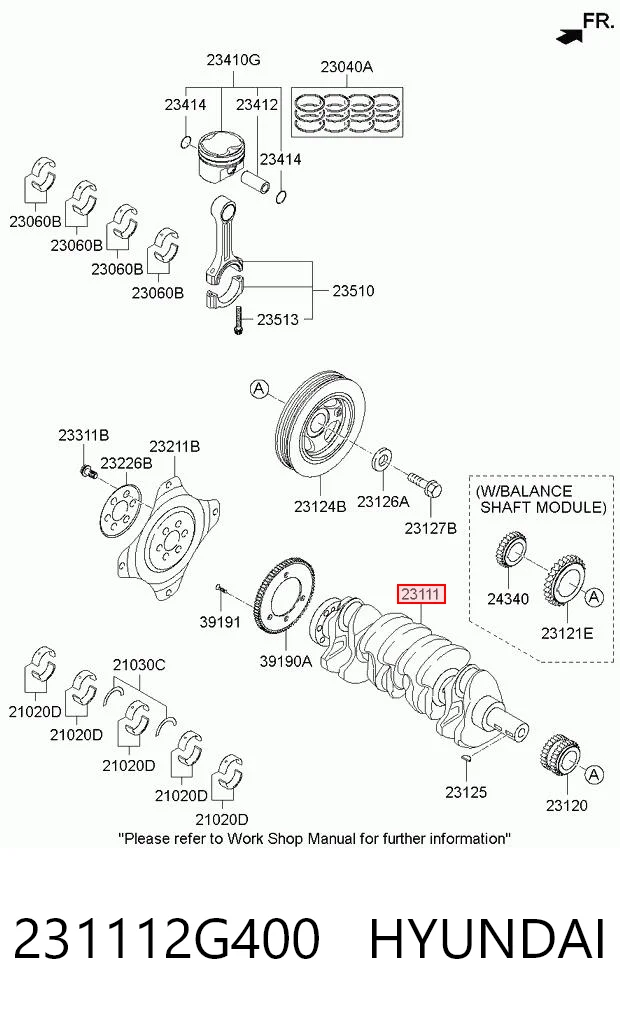 231112G400 Hyundai/Kia Cambota de motor