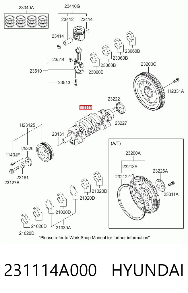 231114A000 Hyundai/Kia Cambota de motor