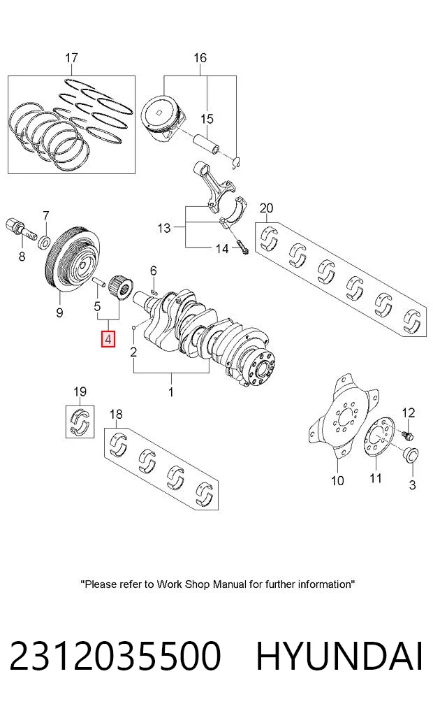 2312035500 Hyundai/Kia Engrenagem de cadeia da roda dentada de acionamento de cambota de motor