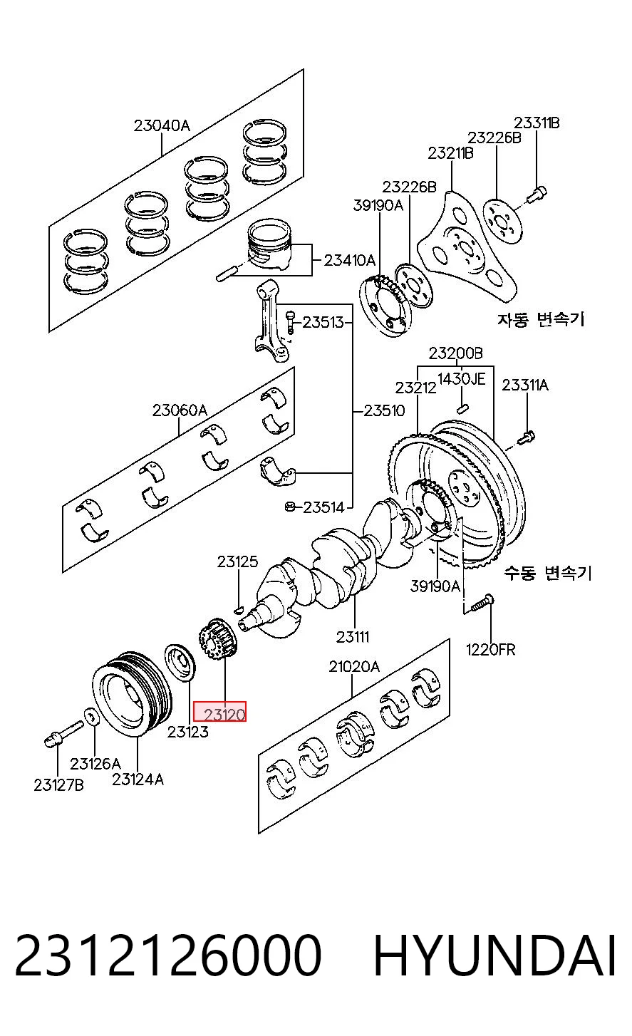 Engrenagem de cadeia da roda dentada de acionamento de cambota de motor para Hyundai Elantra III XD