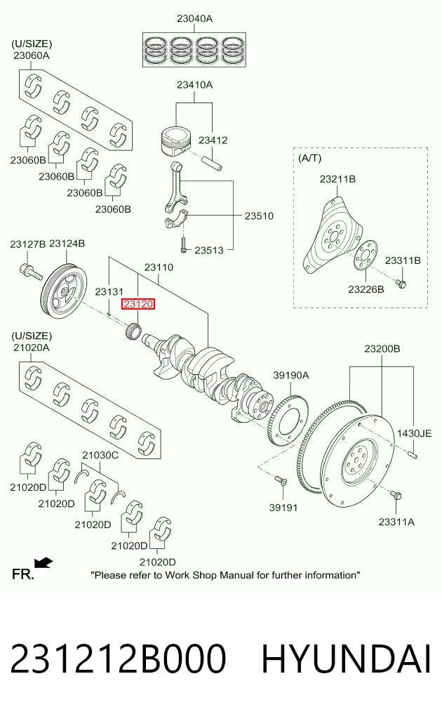 231212B000 Hyundai/Kia Engrenagem de cadeia da roda dentada de acionamento de cambota de motor