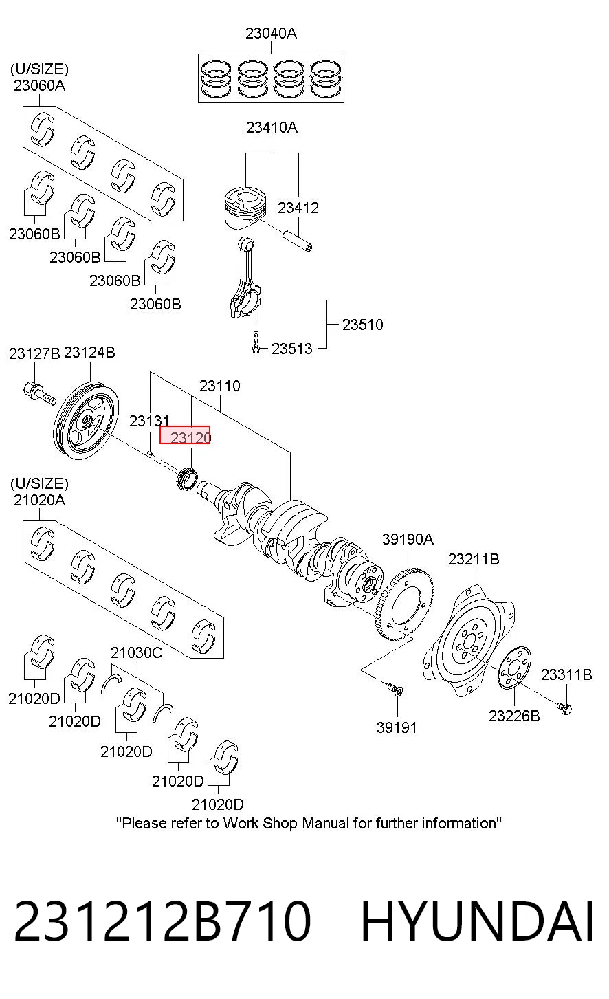 231212B710 Hyundai/Kia Engrenagem de cadeia da roda dentada de acionamento de cambota de motor