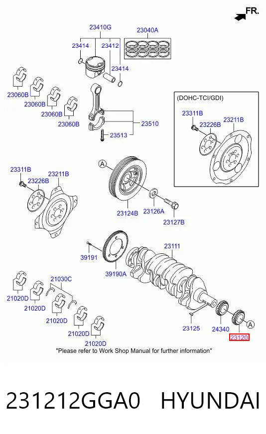 231212GGA0 Hyundai/Kia Engrenagem de cadeia da roda dentada de acionamento de cambota de motor