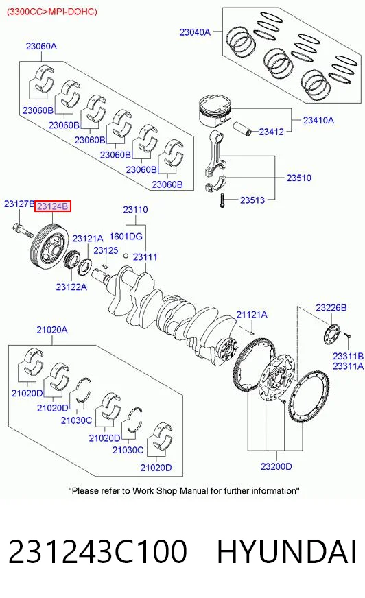 231243C100 Hyundai/Kia Polia de cambota