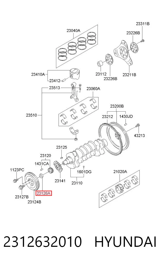 2312632010 Hyundai/Kia Arruela de cambota