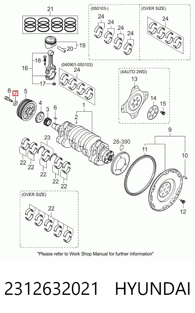 2312632021 Hyundai/Kia Arruela de cambota
