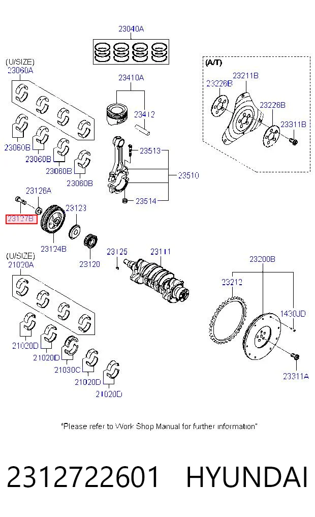 2312722601 Hyundai/Kia Parafuso da polia de cambota