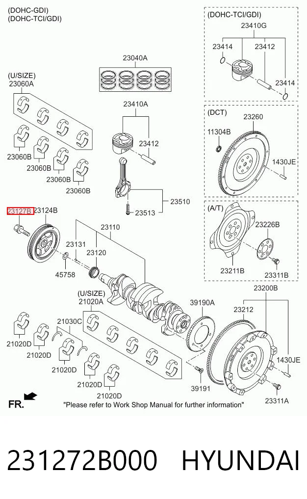 231272B000 Hyundai/Kia Parafuso da polia de cambota