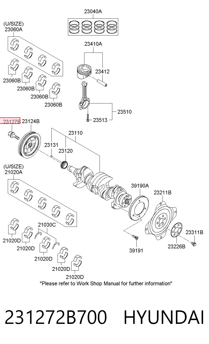 231272B700 Hyundai/Kia Parafuso da polia de cambota