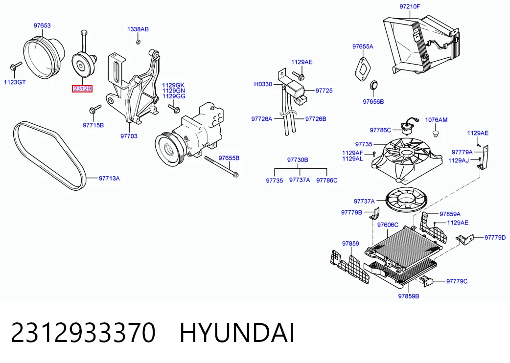 2312933370 Hyundai/Kia Rolo de reguladora de tensão da correia de transmissão