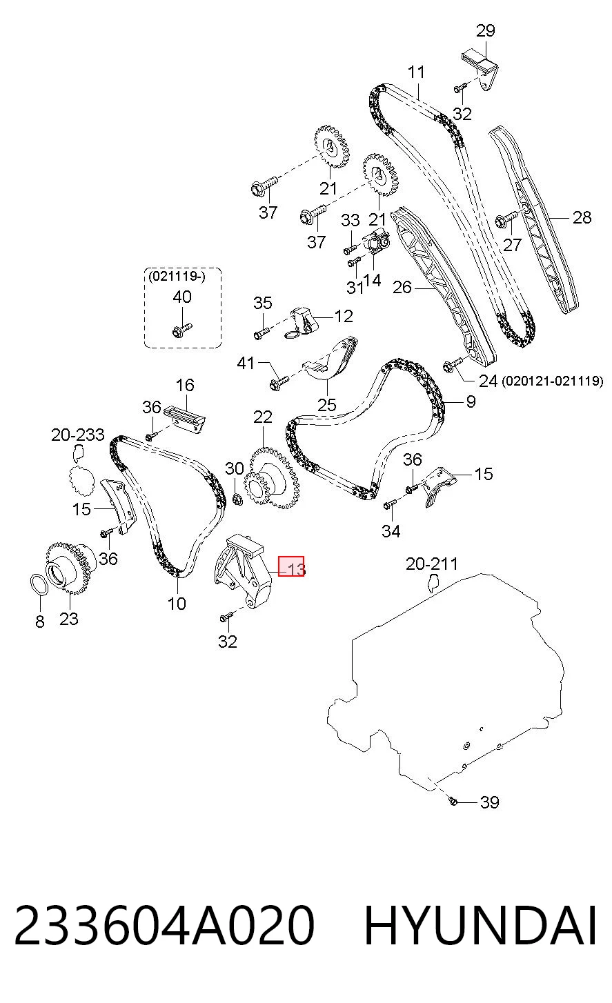 233604A020 Hyundai/Kia Reguladora de tensão da cadeia de bomba de óleo
