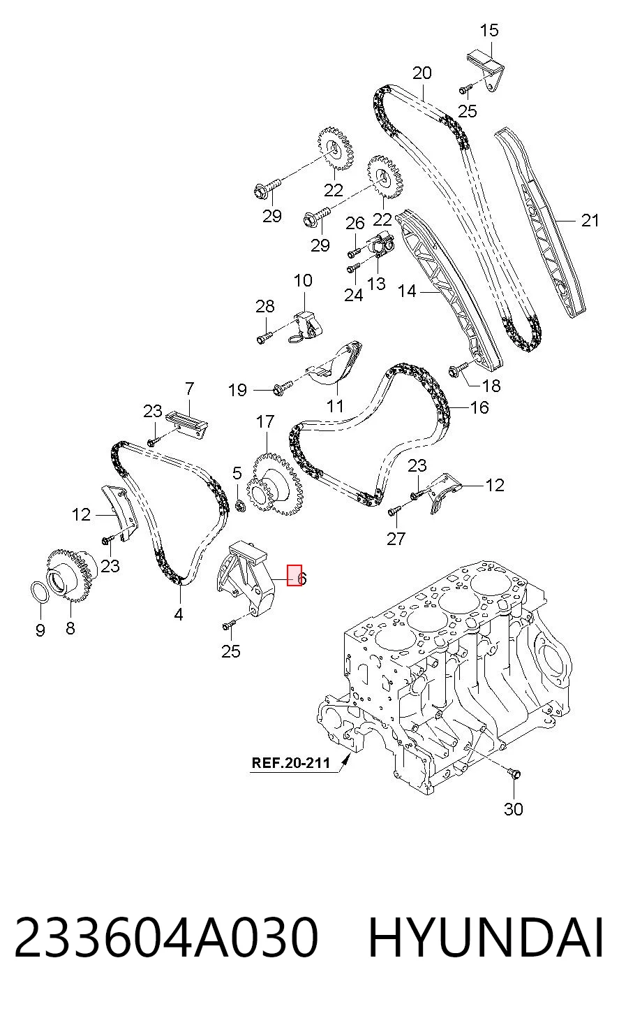 233604A030 Hyundai/Kia Reguladora de tensão da cadeia de bomba de óleo