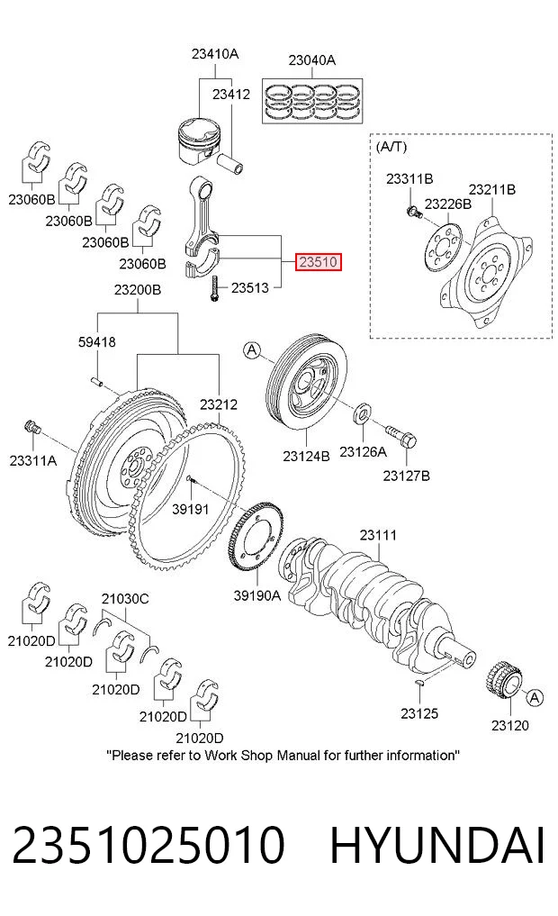 2351025010 Hyundai/Kia Biela de pistão de motor