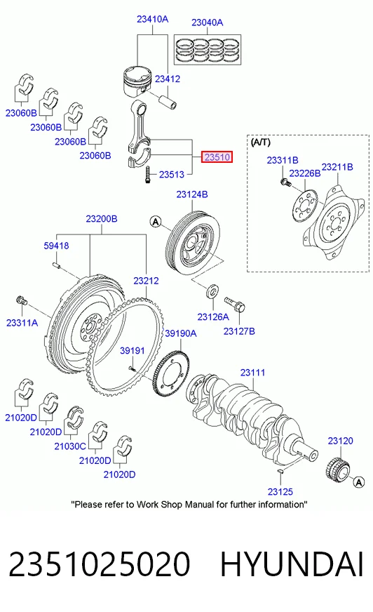 2351025020 Hyundai/Kia Biela de pistão de motor
