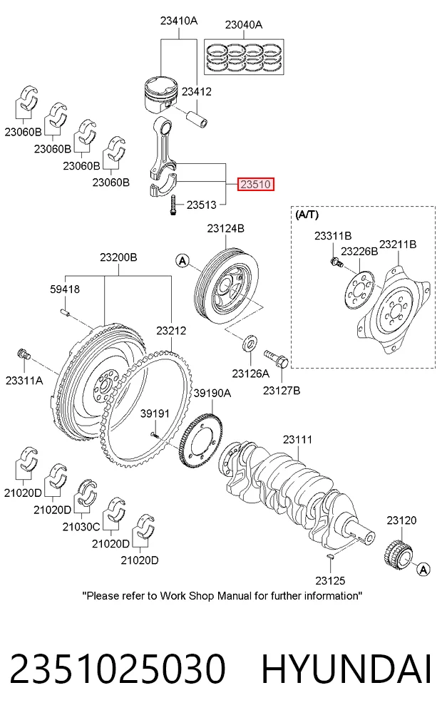 2351025030 Hyundai/Kia Biela de pistão de motor