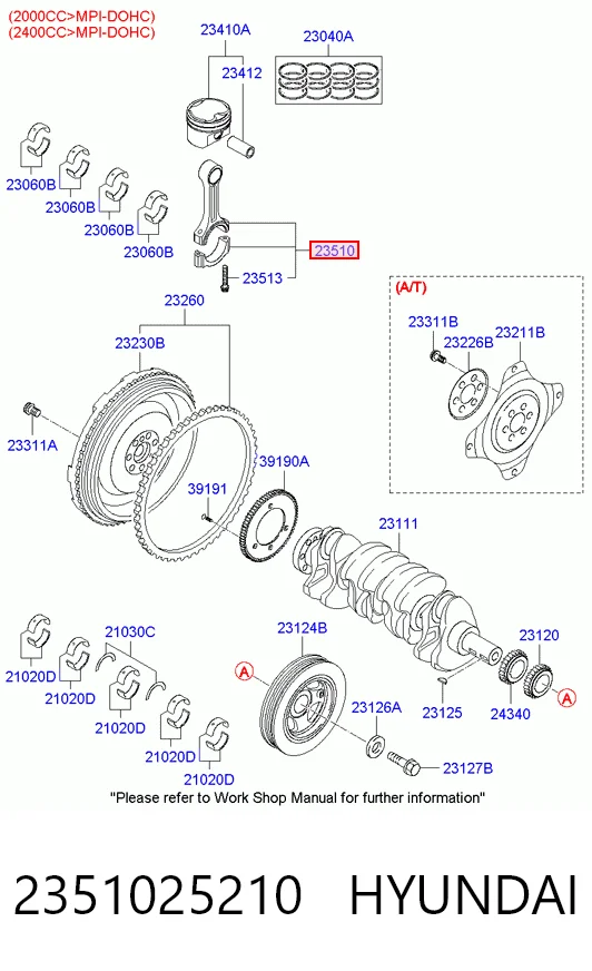 2351025210 Hyundai/Kia Biela de pistão de motor