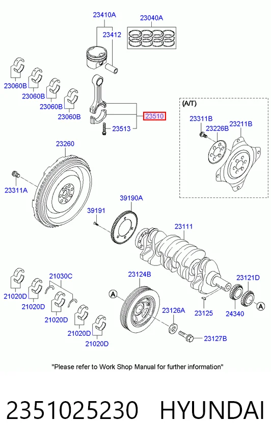 2351025230 Hyundai/Kia Biela de pistão de motor