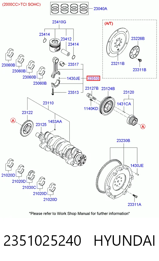 2351025240 Hyundai/Kia Biela de pistão de motor