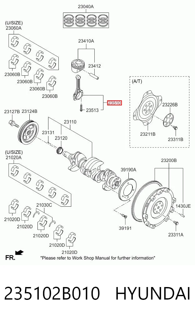 235102B010 Hyundai/Kia Biela de pistão de motor