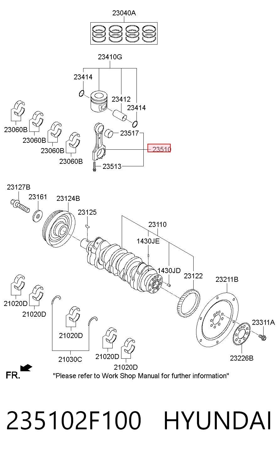235102F100 Hyundai/Kia Biela de pistão de motor