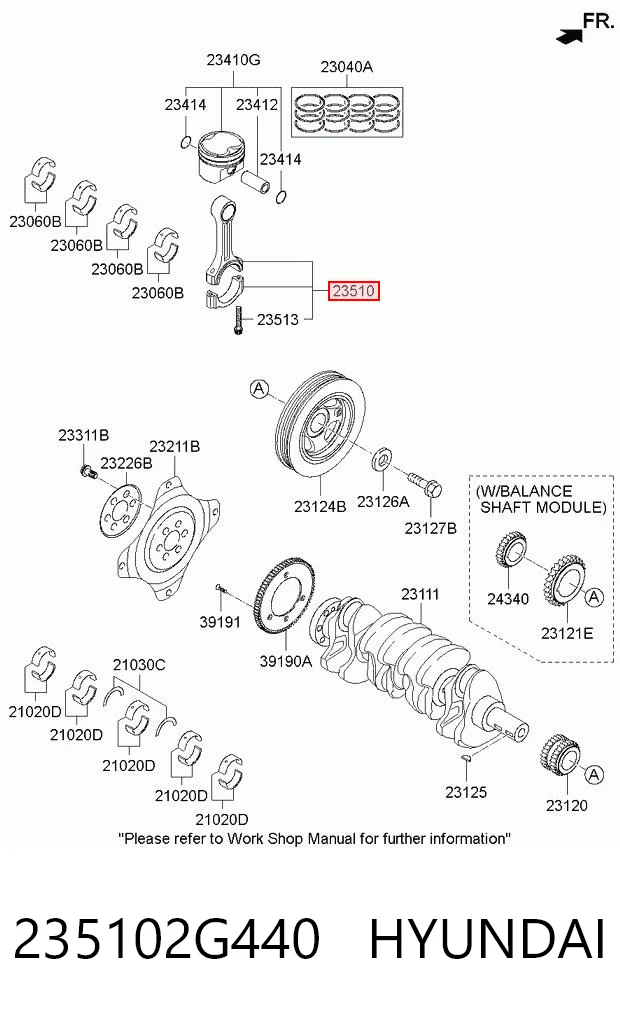 235102G440 Hyundai/Kia Biela de pistão de motor