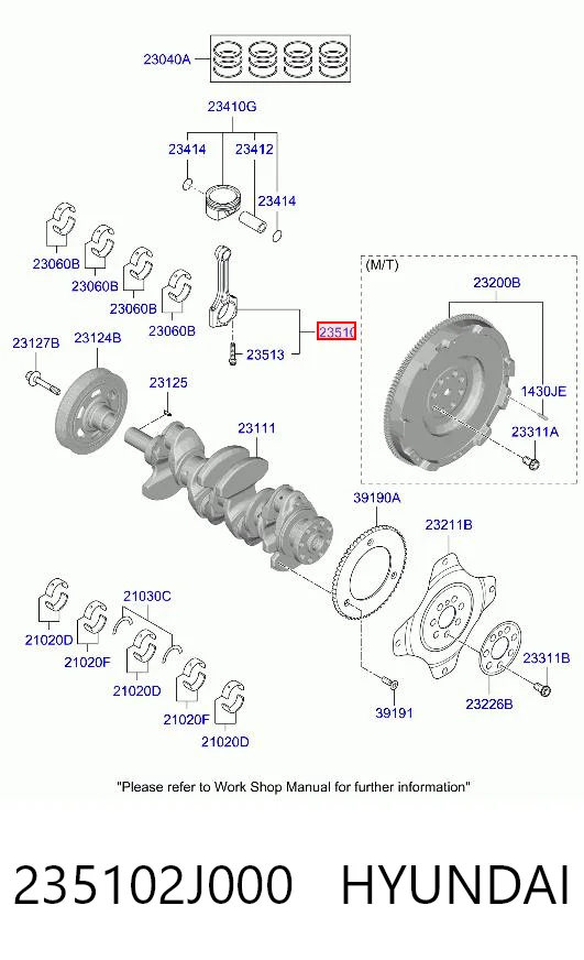 235102J000 Hyundai/Kia Biela de pistão de motor