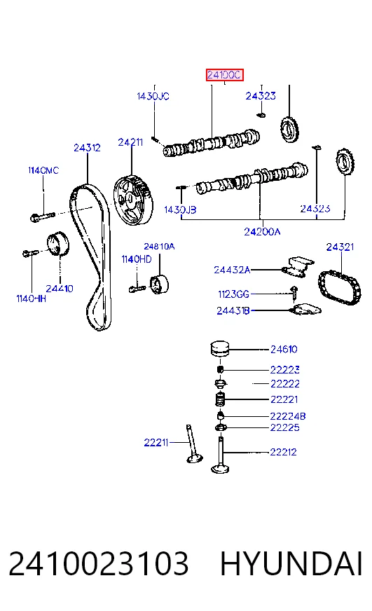 Árvore distribuidora de motor de admissão para Hyundai Coupe RD