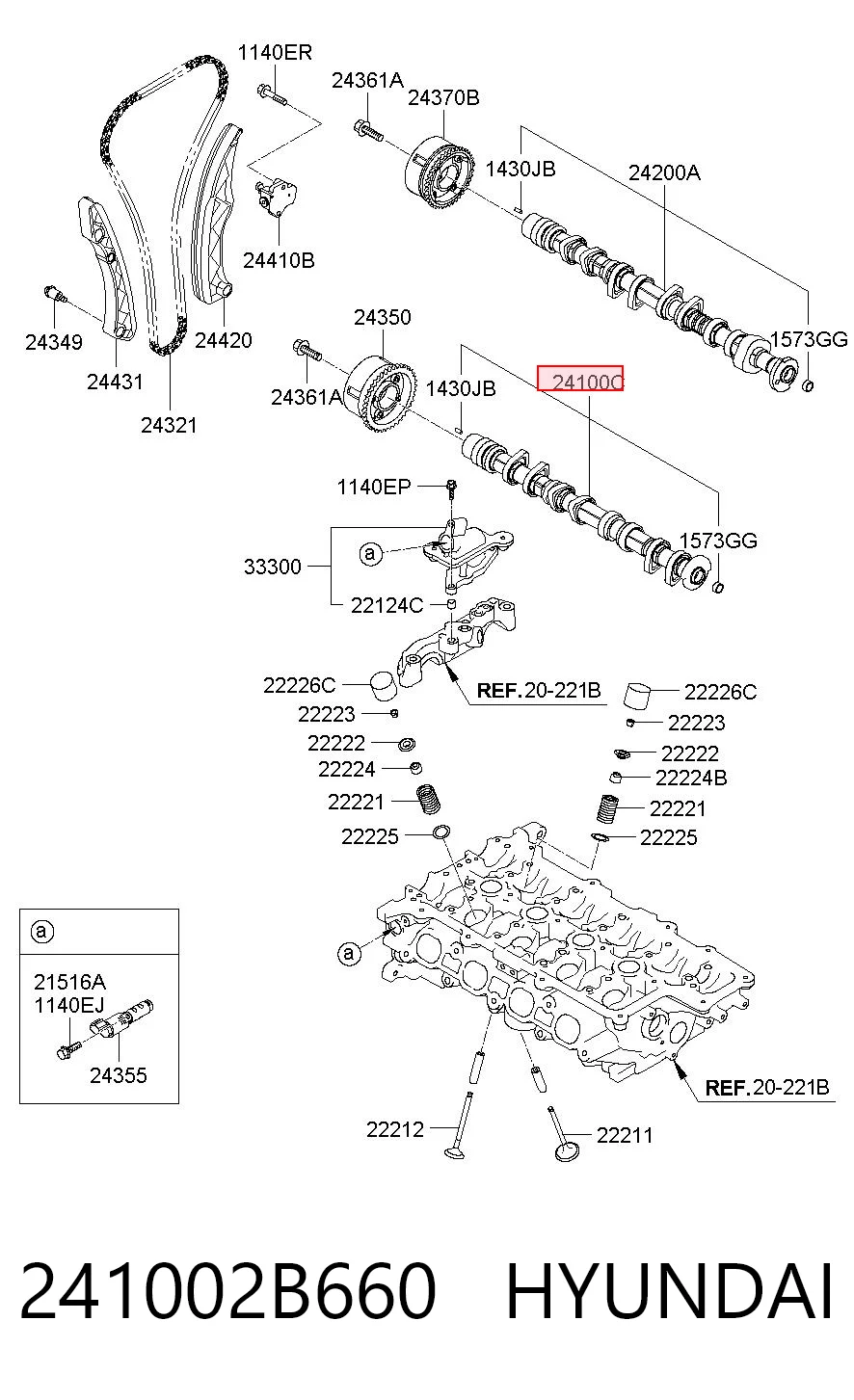 241002B660 Hyundai/Kia Árvore distribuidora de motor de admissão