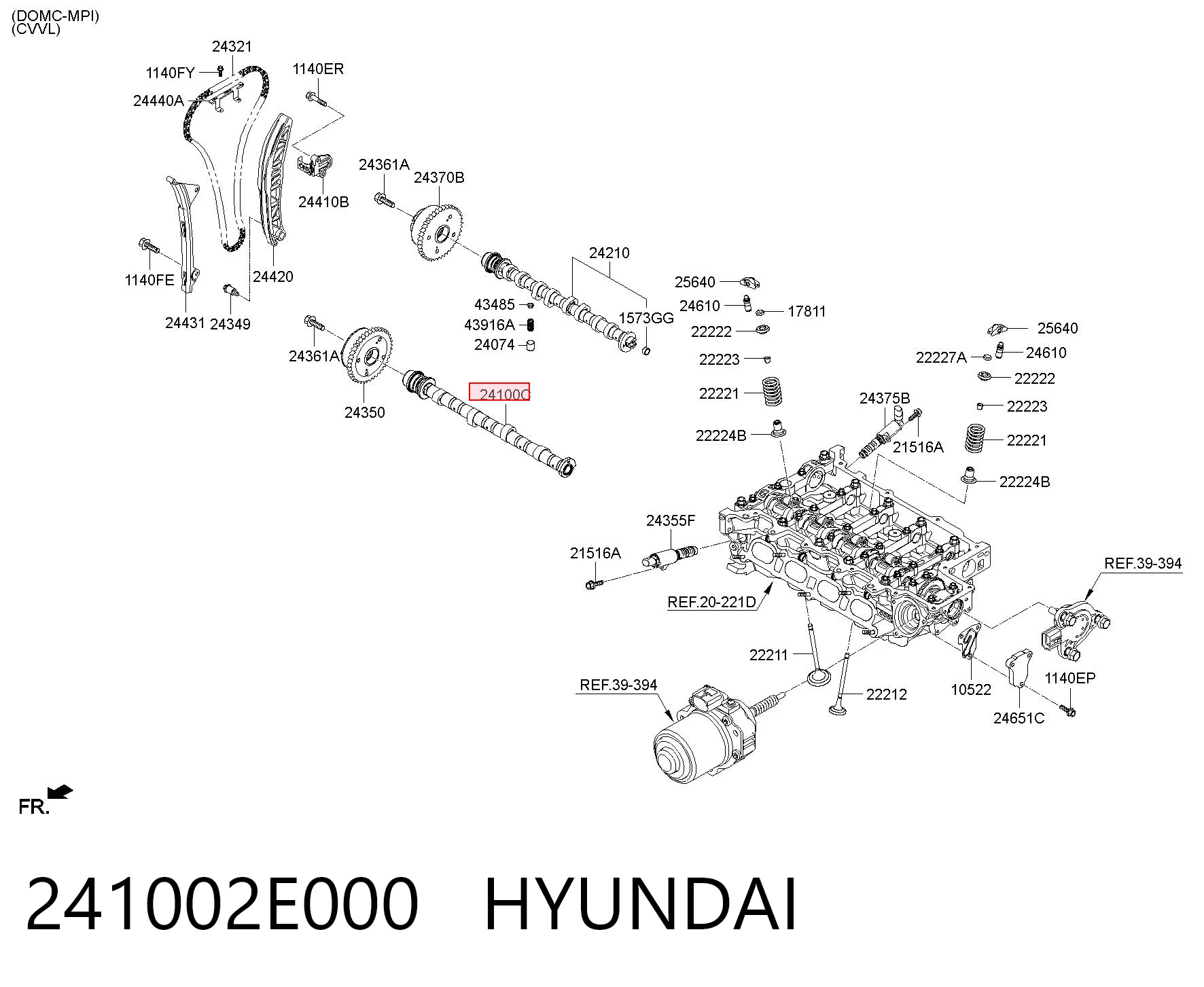 Árvore distribuidora de motor de admissão para Hyundai I40 I VF