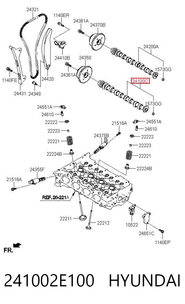 241002E100 Hyundai/Kia Árvore distribuidora de motor de admissão