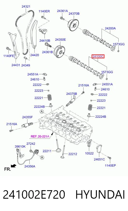 Árvore distribuidora de motor de admissão para KIA Soul III SK3