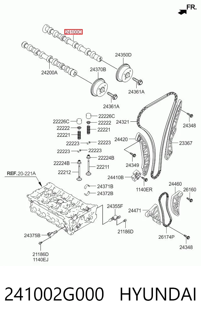 241002G000 Hyundai/Kia Árvore distribuidora de motor de admissão