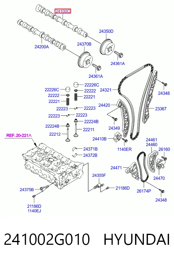 241002G010 Hyundai/Kia Árvore distribuidora de motor de admissão