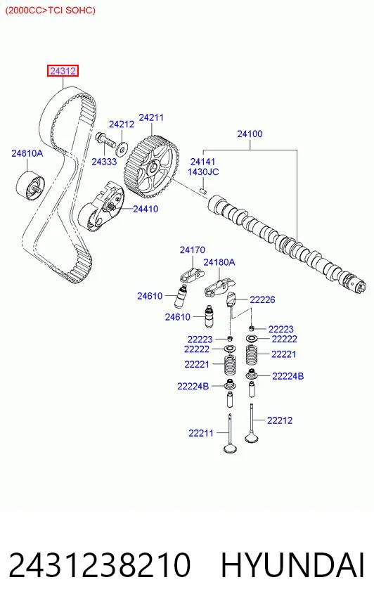 2431238210 Hyundai/Kia Correia do mecanismo de distribuição de gás