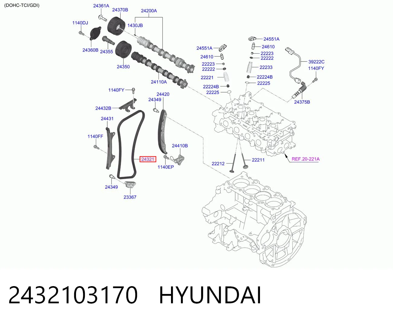 Cadeia do mecanismo de distribuição de gás Hyundai I30  PD ao melhor preço