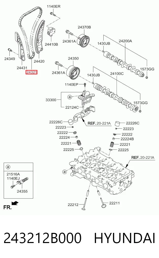 Cadeia do mecanismo de distribuição de gás para Hyundai Accent MC