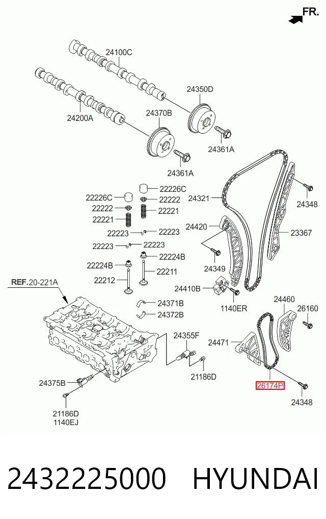 2432225000 Hyundai/Kia Cadeia de bomba de óleo