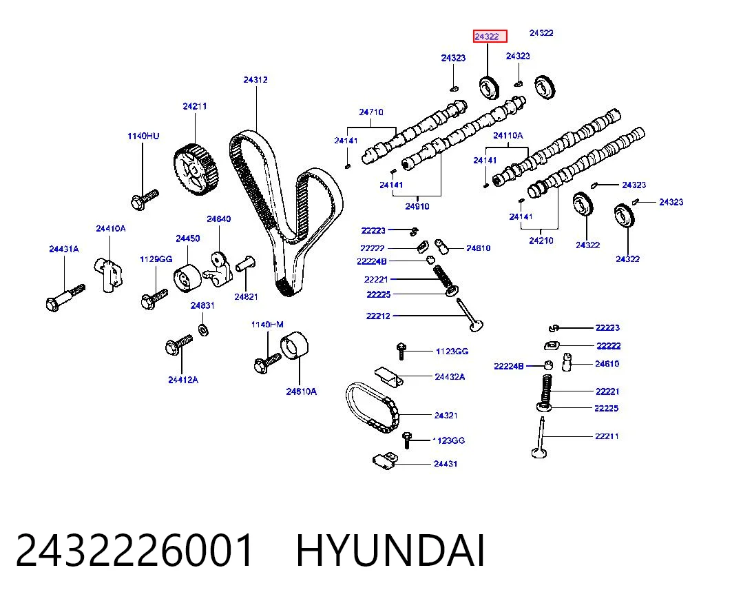 Engrenagem de cadeia da roda dentada da árvore distribuidora de motor para Hyundai Sonata IV EF