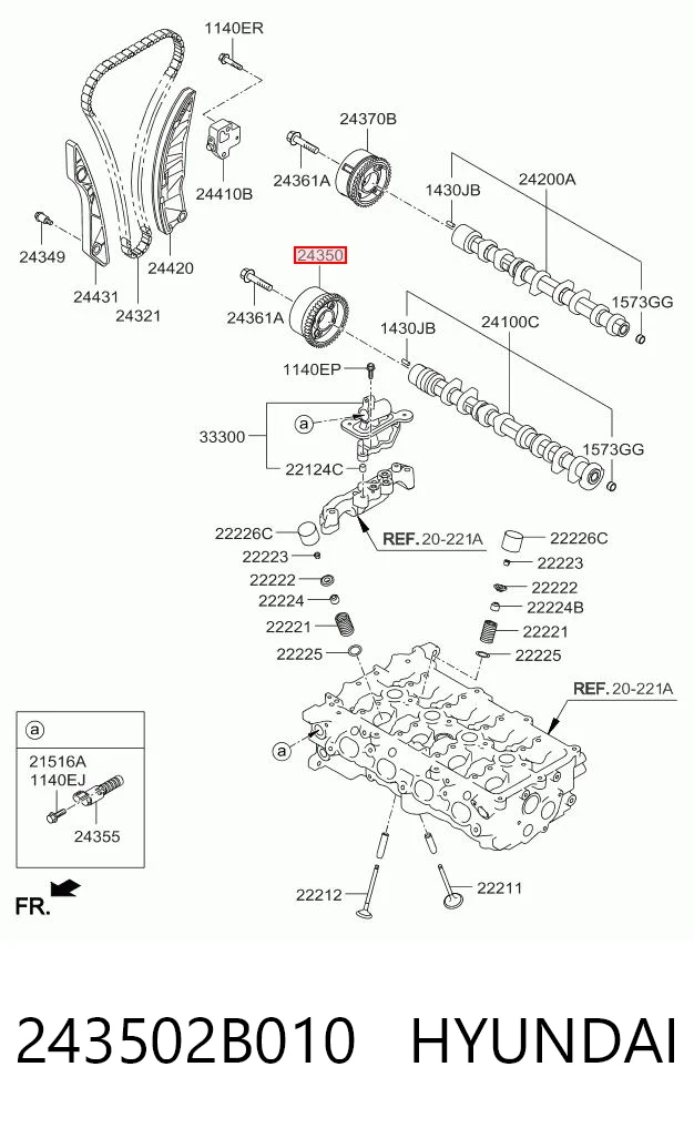 243502B010 Hyundai/Kia Engrenagem de cadeia de roda dentada da árvore distribuidora de admissão de motor
