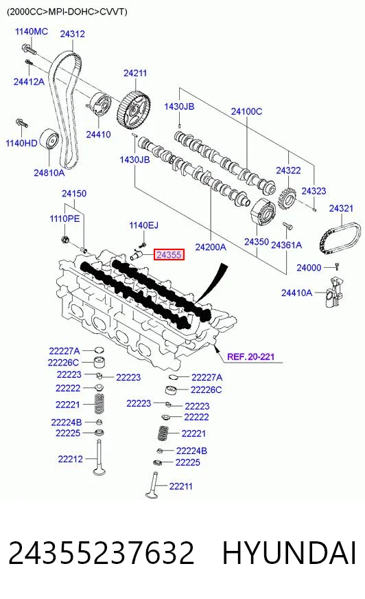 24355237632 Hyundai/Kia Válvula de regulação de pressão de óleo