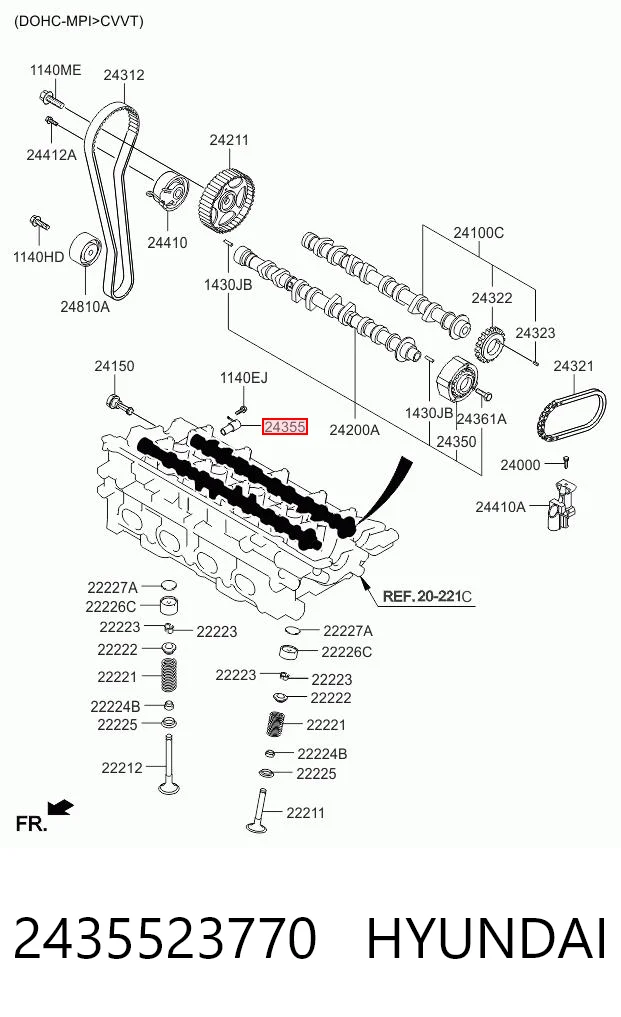 2435523770 Hyundai/Kia Válvula de regulação de pressão de óleo