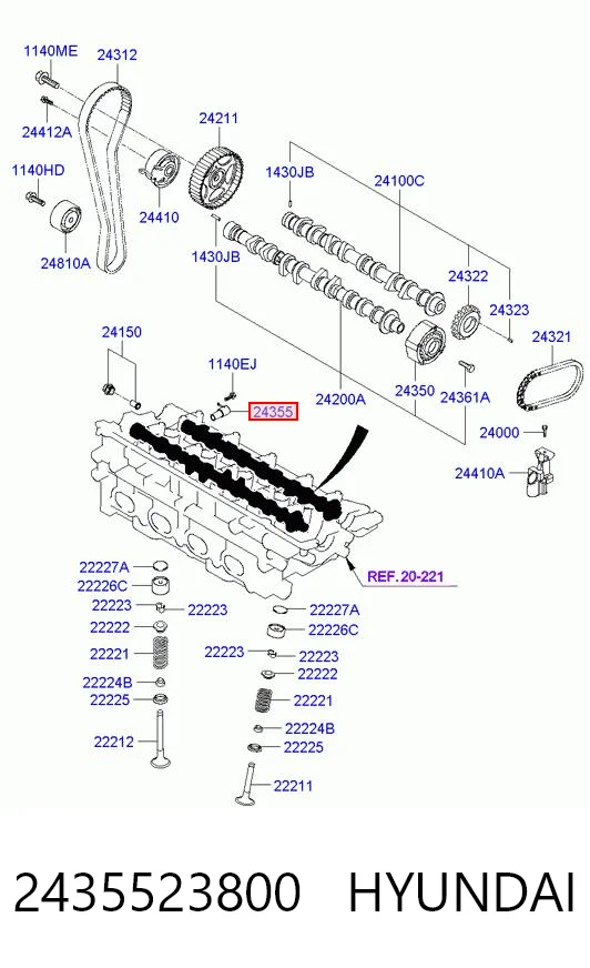 2435523800 Hyundai/Kia Válvula de regulação de pressão de óleo
