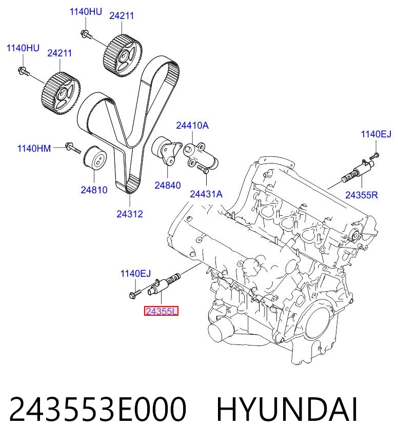 243553E000 Hyundai/Kia Válvula de regulação de pressão de óleo
