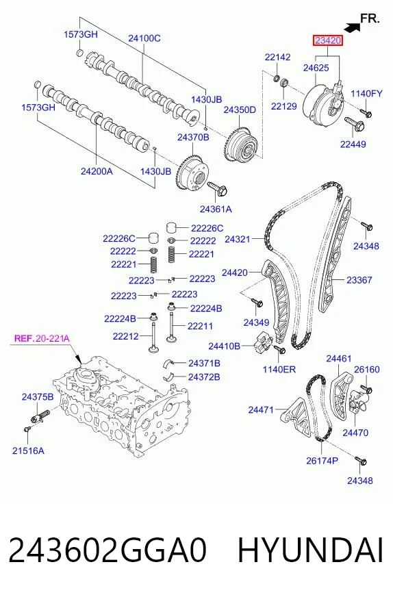 Válvula eletromagnética de posição (de fases) da árvore distribuidora para Hyundai Sonata VII LF