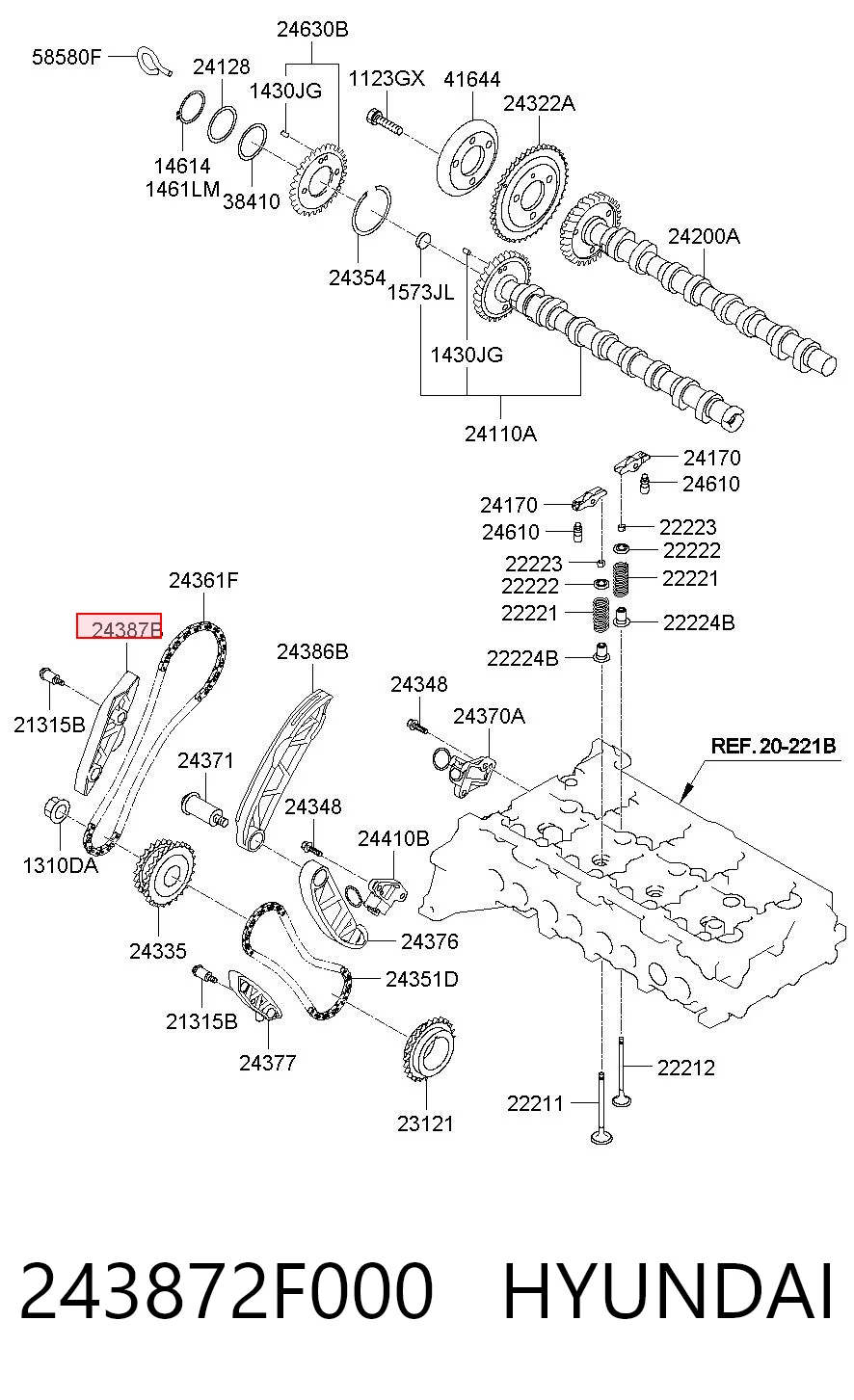 Amortecedor de cadeia do mecanismo de distribuição de gás, superior para KIA Sorento III C5, UM
