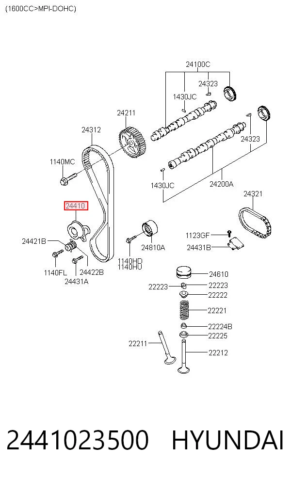 2441023500 Hyundai/Kia Rolo de reguladora de tensão da correia do mecanismo de distribuição de gás