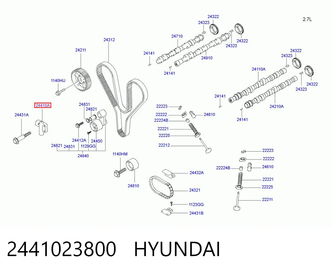2441023800 Hyundai/Kia Reguladora de tensão da cadeia do mecanismo de distribuição de gás da árvore de cames