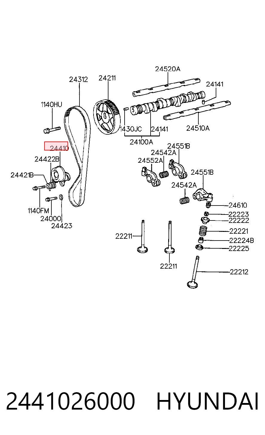 2441026000 Hyundai/Kia Rolo de reguladora de tensão da correia do mecanismo de distribuição de gás