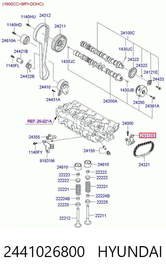 2441026800 Hyundai/Kia Reguladora de tensão da cadeia do mecanismo de distribuição de gás